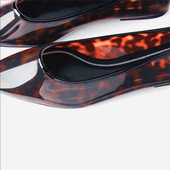NWT Zara Tortoise Shell Effect Soft Ballet Flats - Picture 2 of 8